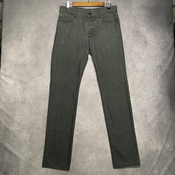 7FAM Mens Standard Slim Fit Gray Jeans size 31x34 Stretch Button Fly (Altered) - Picture 4 of 16